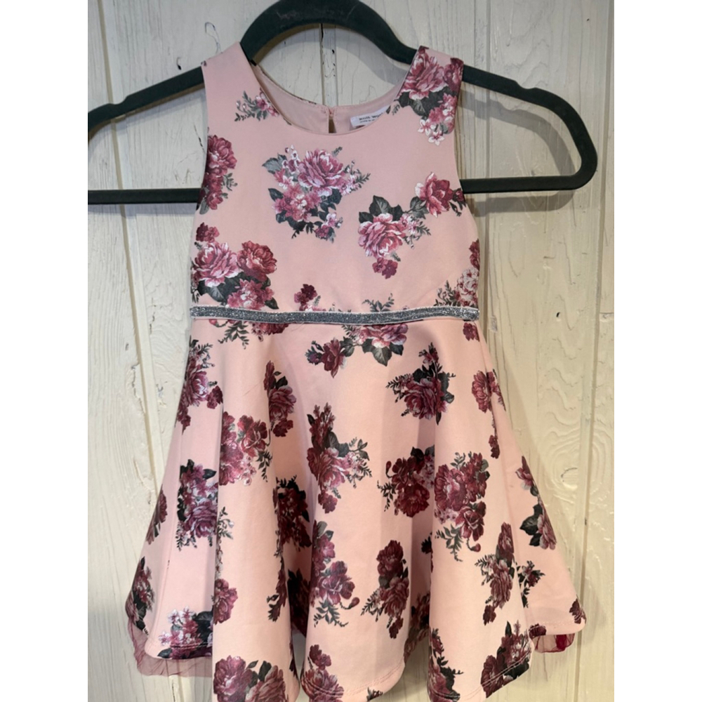 Girls Knit Works Formal Dress 2T Pink Burgundy Floral